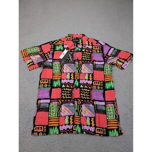 Reason Shirt Mens‎ XL Multicolor Abstract Button Up Short Sleeve Rayon A1-177